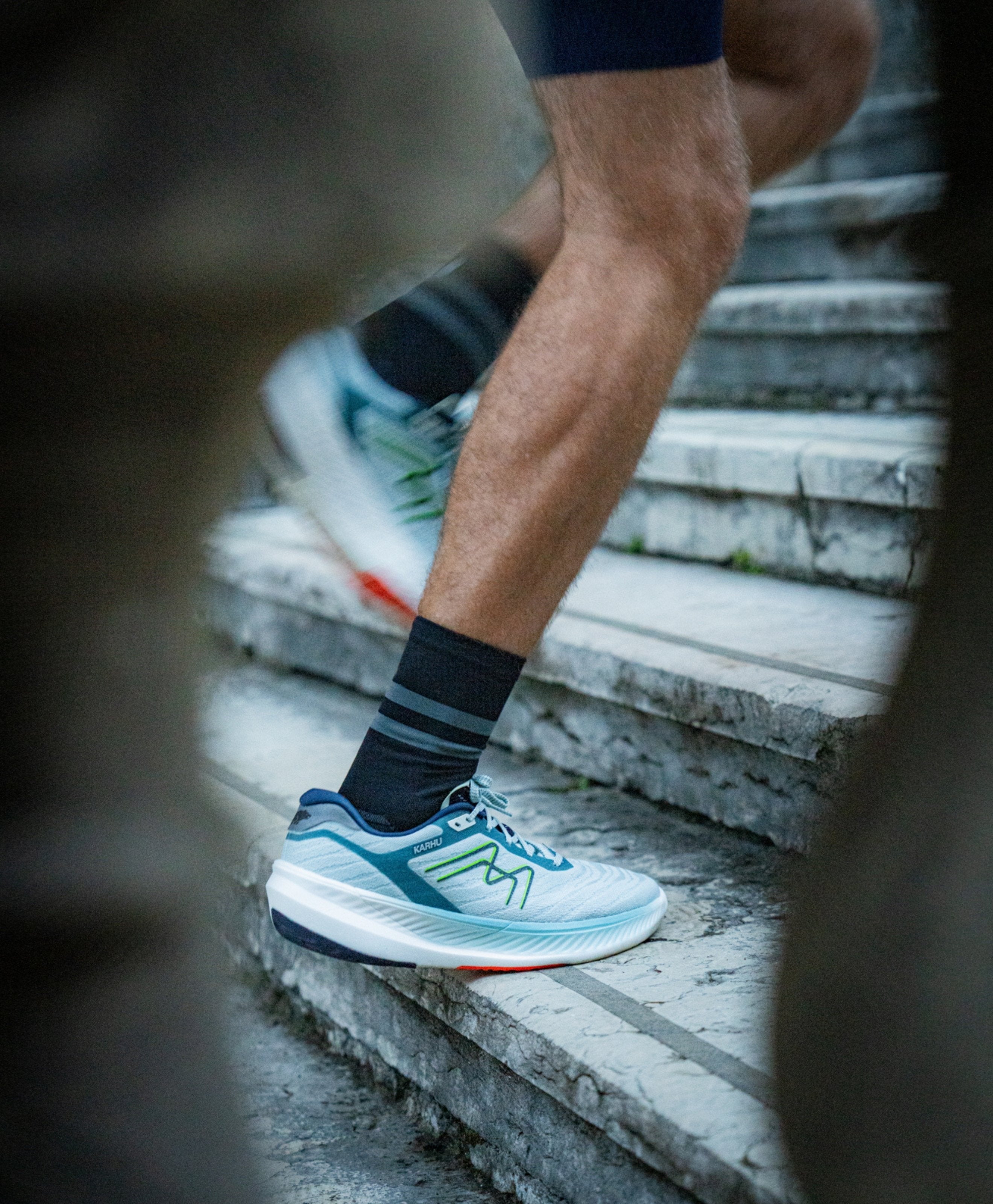Men's Fusion 4.0 Running Shoes - Sky Gray/Green Flash - Lightweight Athletic Sneakers for Jogging, Gym & Outdoor Workouts
