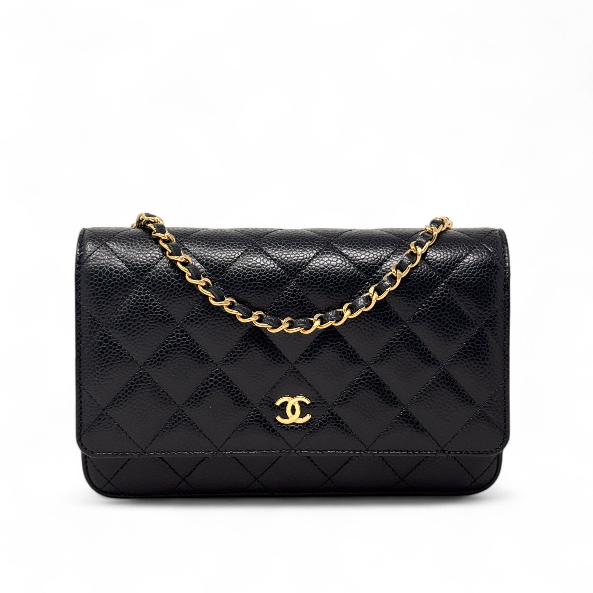 Chanel Black Quilted Caviar Leather Wallet On Chain Crossbody Bag - Perfect for Evening Out & Daily Use