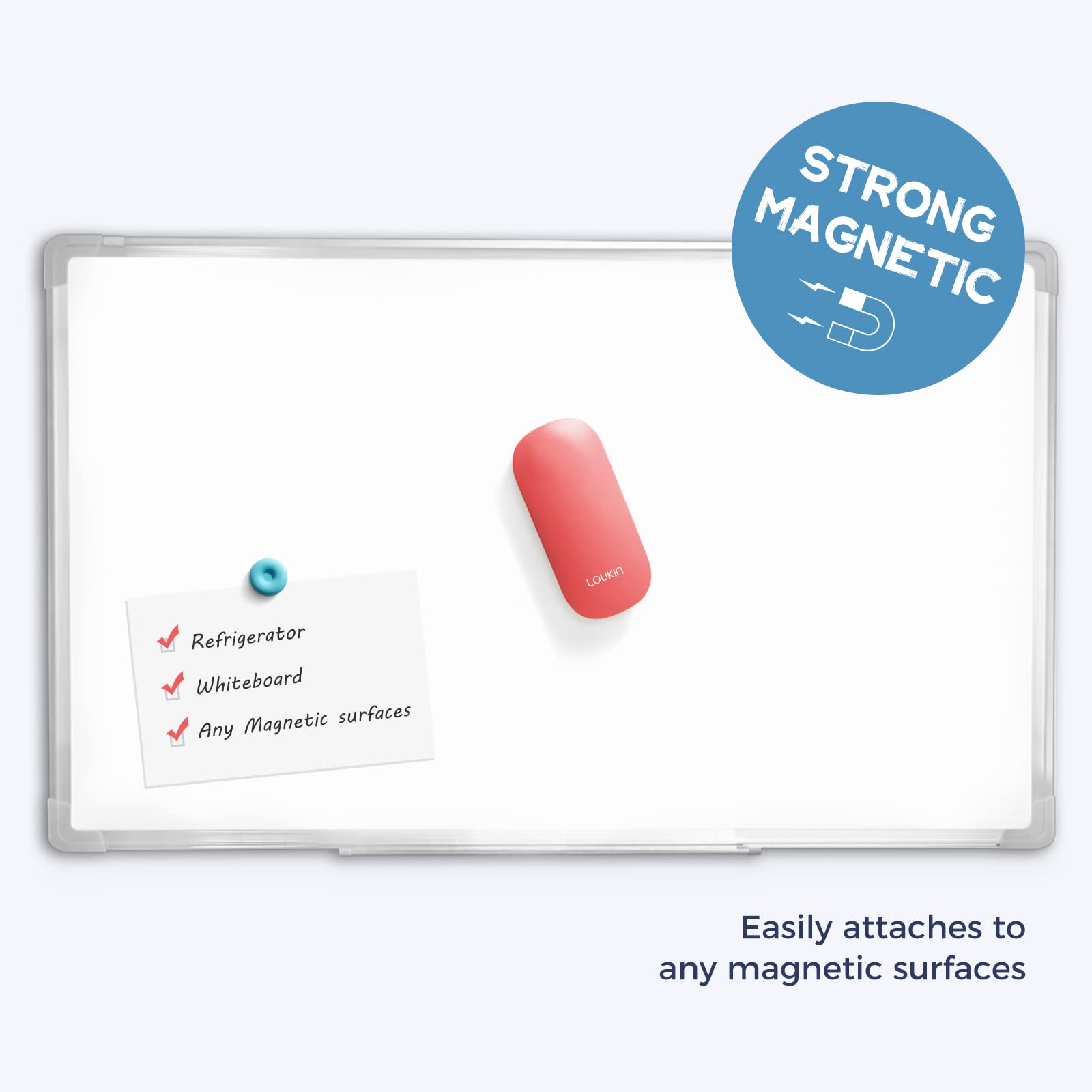 Magnetic Whiteboard Eraser with 3 Replaceable Felt Pads - 4-in-1 Glass Dry Erase Board Cleaner (Red) - Includes 3.4 fl oz Whiteboard Cleaner - Perfect for Office, Classroom & Home Use