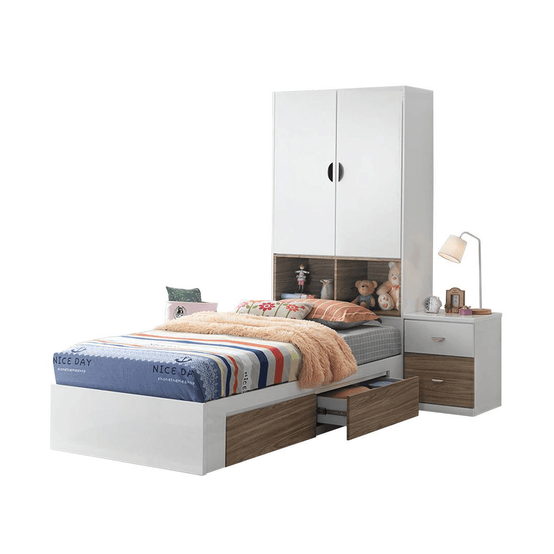 Hagen Single Bed Frame - Sturdy Wooden Platform Bed with Headboard - Perfect for Small Bedrooms, Guest Rooms & Kids' Rooms
