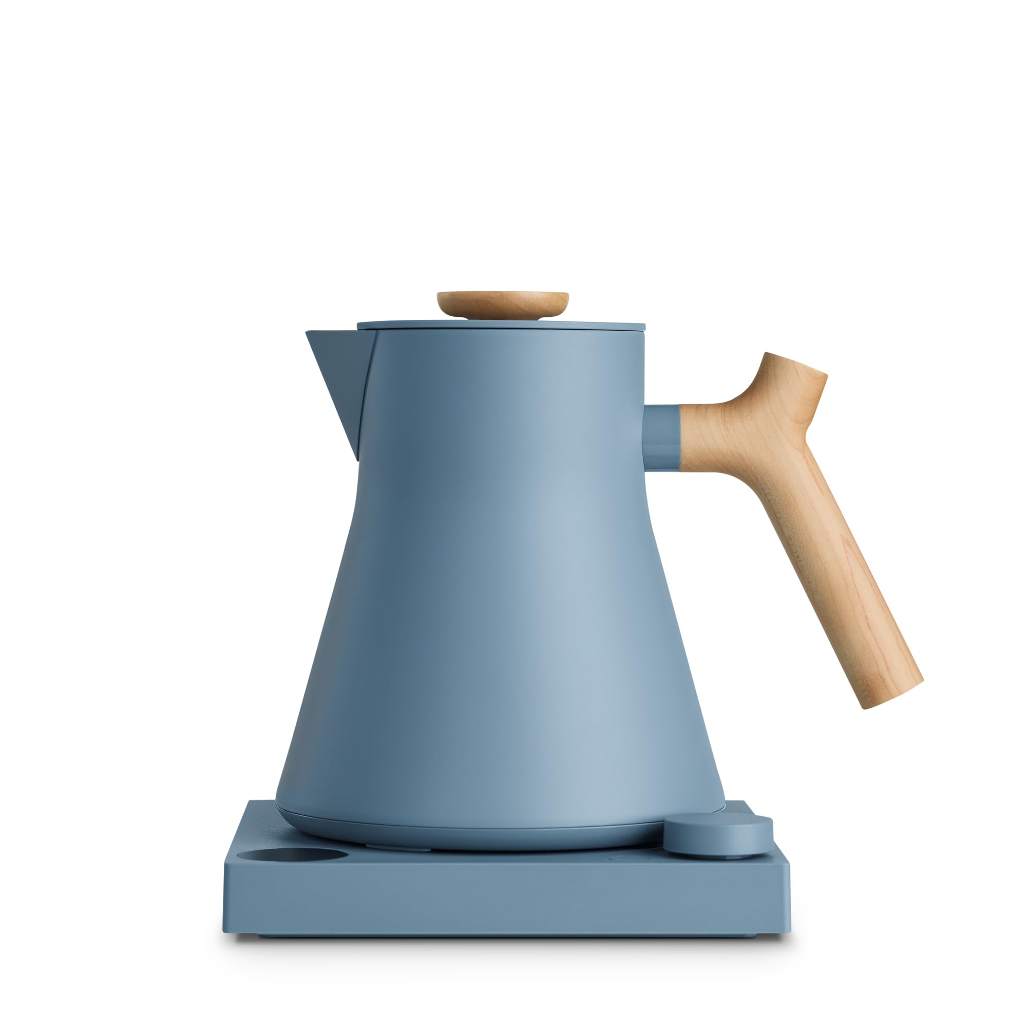 Fellow Corvo EKG Pro Electric Tea Kettle - Fast Heating, Precise Temp Control, Built-in Timer - 0.9L Hazy Blue with Maple Handle - Perfect for Home, Office & Tea Ceremonies