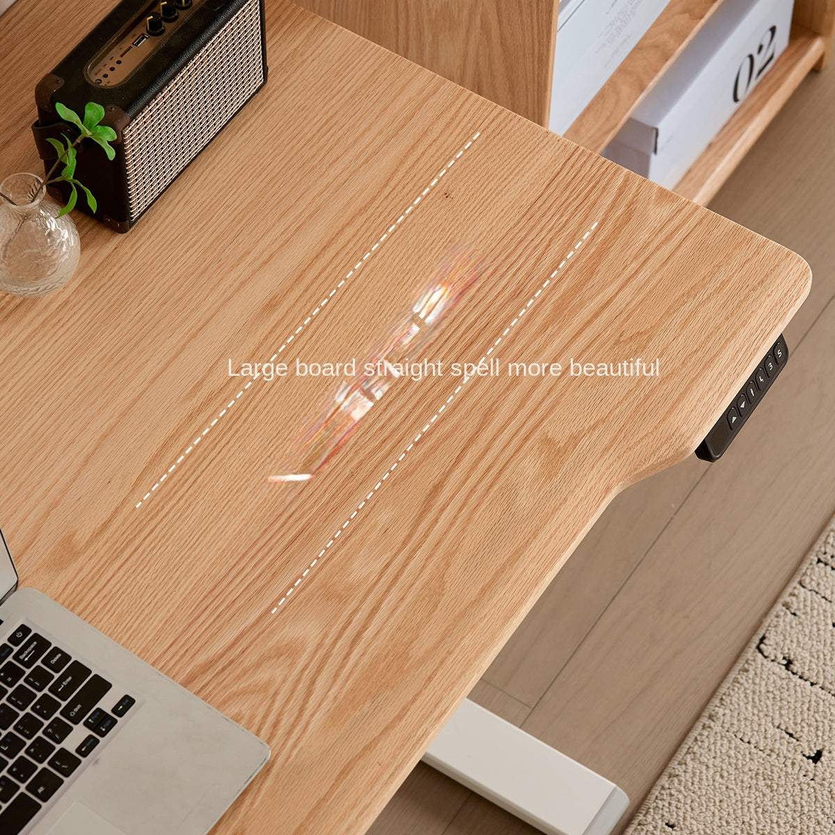 Premium Oak Solid Wood Electric Height Adjustable Standing Desk - Ergonomic Home Office Workstation for Computer & Laptop Use