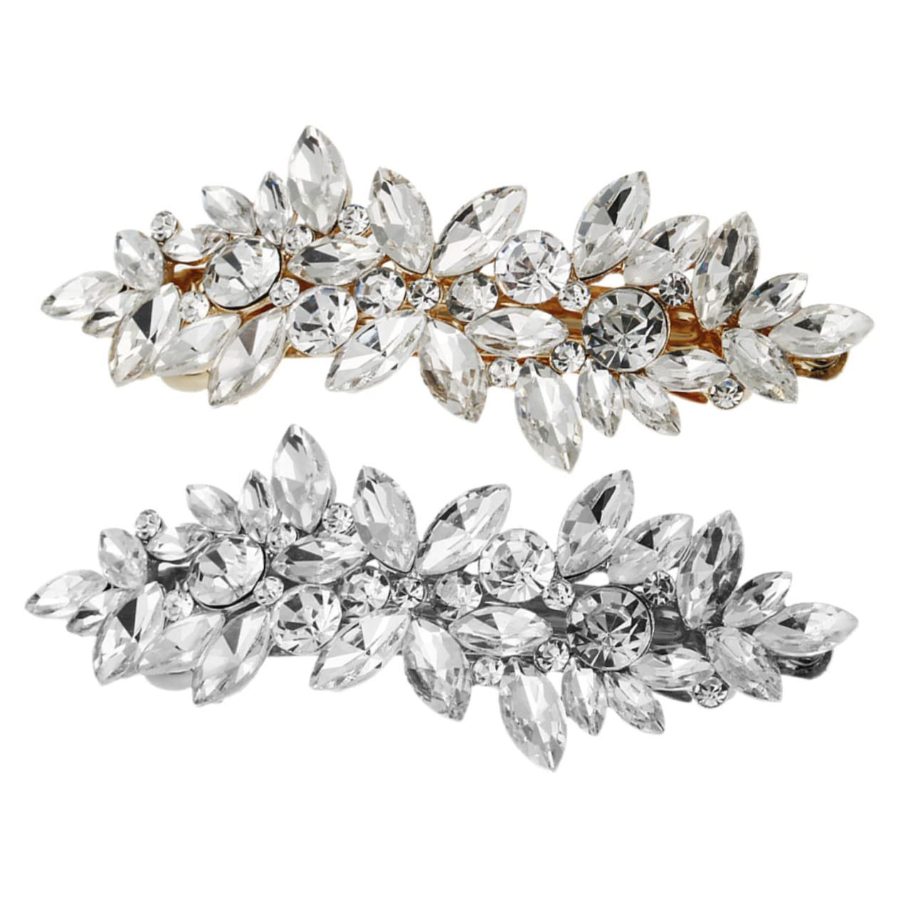Beaupretty 2pcs Rhinestone Hair Clips for Women - Vintage Alloy Spring Barrette Hairpins with Crystal Decorations | Perfect for Weddings, Parties, Prom and Daily Hair Styling Accessories