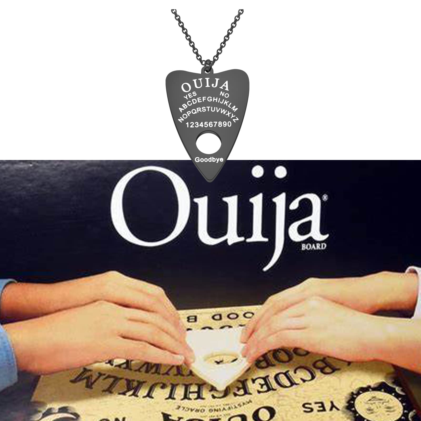 FEELMEM Ouija Board Planchette Pendant Necklace - Gothic Spirit Board Jewelry for Wiccan & Pagan - Perfect for Halloween, Witchy Aesthetic & Mystic Fashion Accessories
