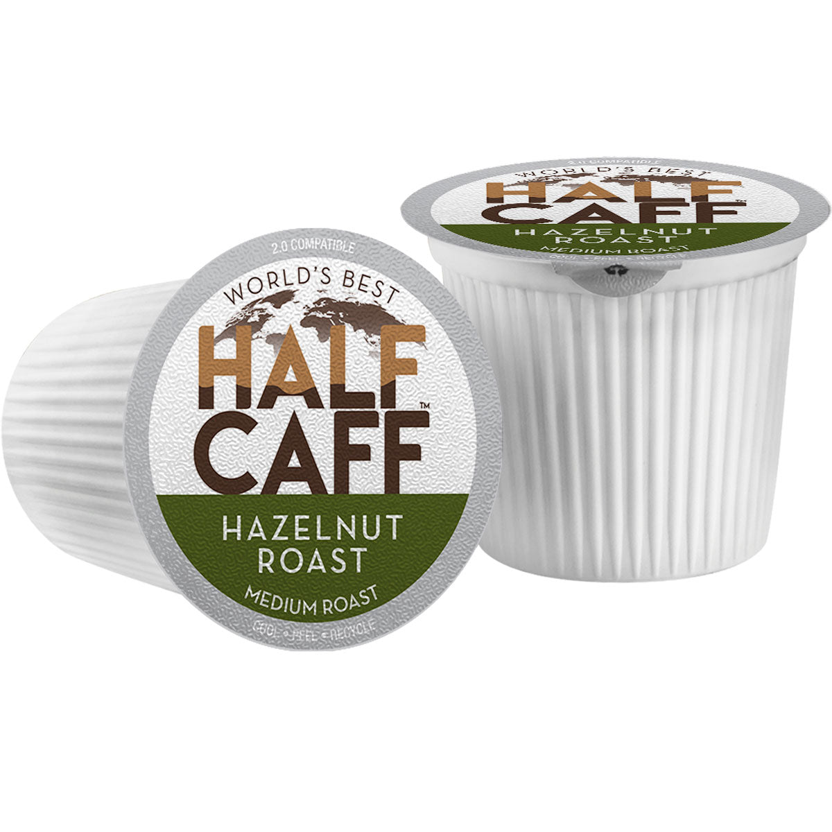 World's Best Half Caff™ Hazelnut Flavored Coffee Pods - Medium Roast K-Cups for Keurig Brewers - Perfect for Home & Office Coffee Breaks