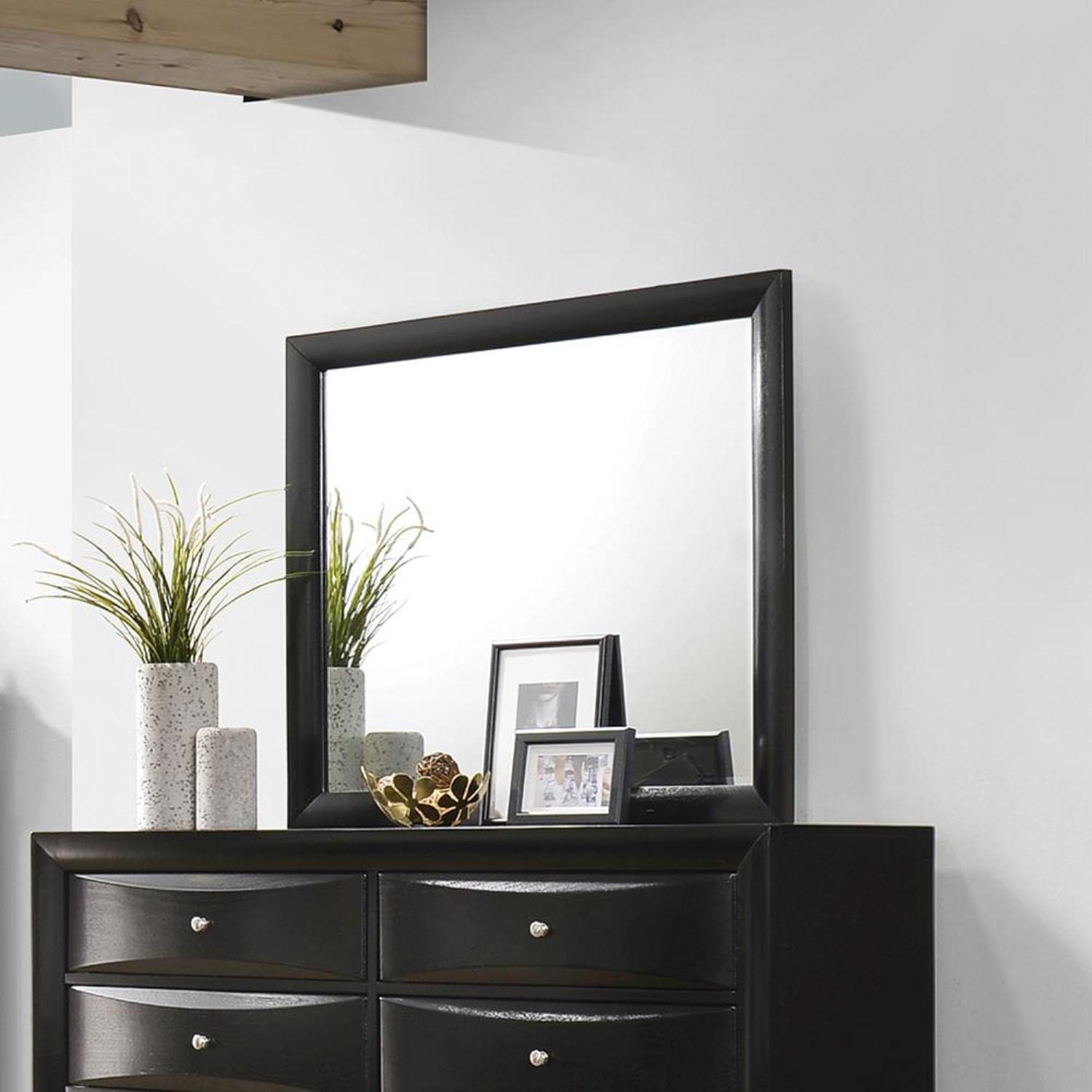 Coaster Home Furnishings Briana Rectangle Dresser Mirror Black - Modern Bedroom Vanity Mirror for Dressers & Bedroom Decor