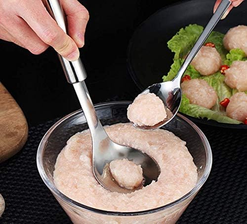 Premium 304 Stainless Steel Meatball Maker Spoon - Fishball, Shrimp & Meatball Shaping Tool for Chicken, Beef & Seafood | Durable Kitchen Utensil for Home Cooking, Restaurants & Meal Prep (Silver)