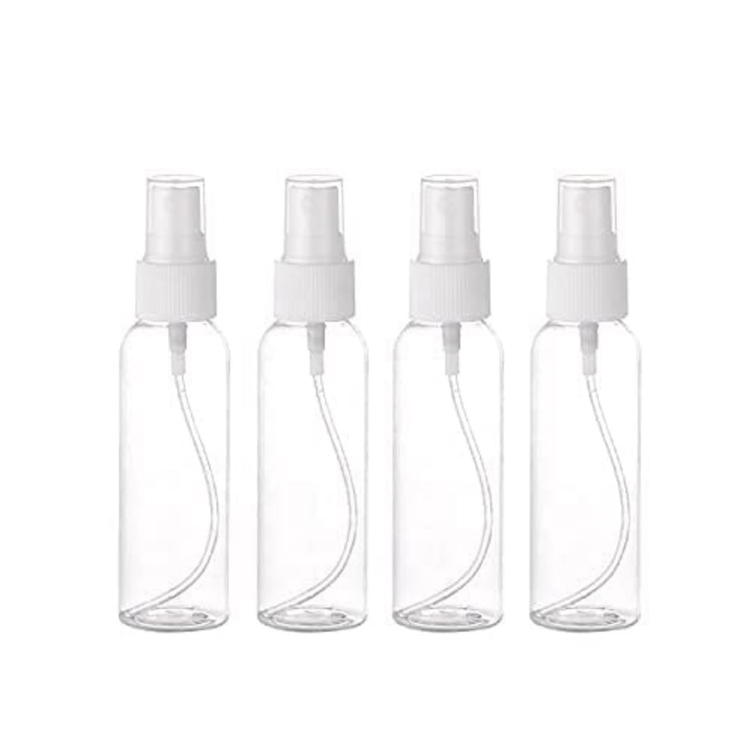 ANSHEZ® 4-Pack 100ml Refillable Empty Spray Bottles - Fine Mist Sprayer for Face, Perfume, Sanitizer | Plastic Spray Bottles for Cleaning, Travel, Home Care (Transparent) - Perfect for Skincare, Haircare & Household Use