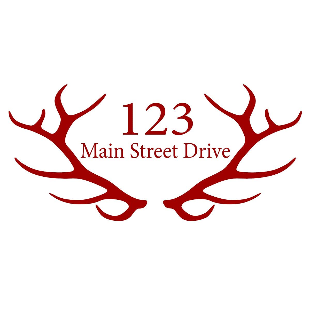 VWAQ Custom Home Address Vinyl Stickers - Set of 2 Antler Mailbox Decals in Burgundy (CMB27) | Perfect for House Number Signs, Rural Mailboxes & Front Door Decor