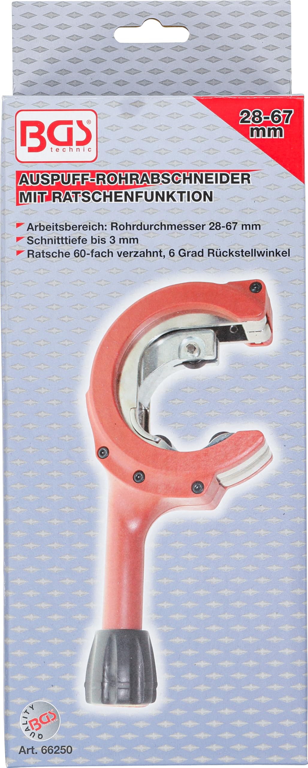 BGS 66250 Ratcheting Tube Cutter for Exhaust Pipes - 28-67 mm Cutting Diameter | Professional Automotive Repair Tool for Mechanics | Perfect for Exhaust System Installation & Maintenance