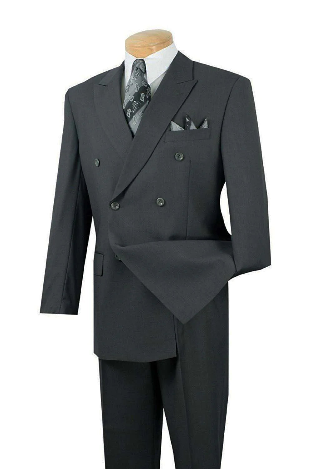 Premium Charcoal Gray Double Breasted 2-Piece Suit for Men - Slim Fit Business Formal Attire for Weddings, Office & Special Occasions
