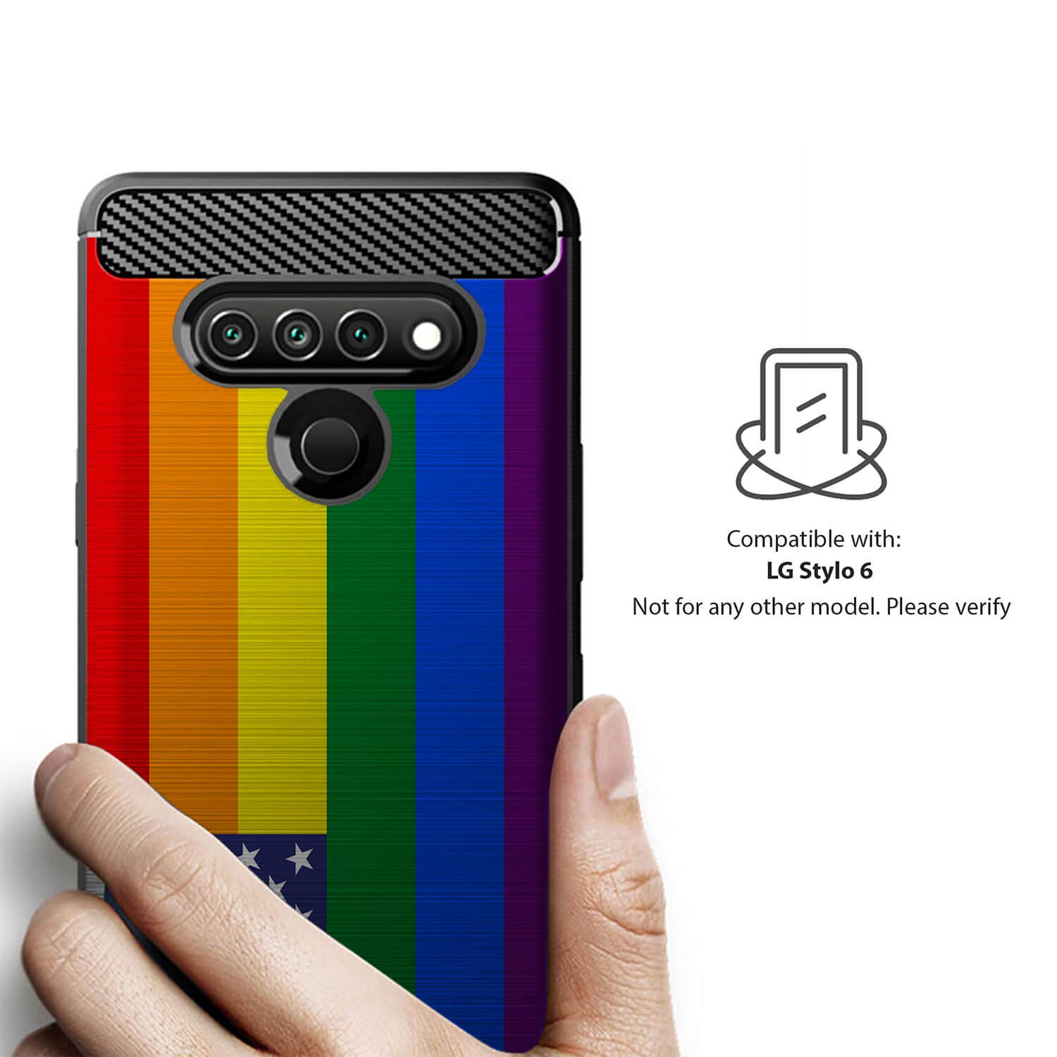 LG Stylo 6 Case (2020) - Slim Black Flexible TPU Shockproof Phone Cover with USA Flag Design | Perfect for Everyday Protection & Patriotic Style