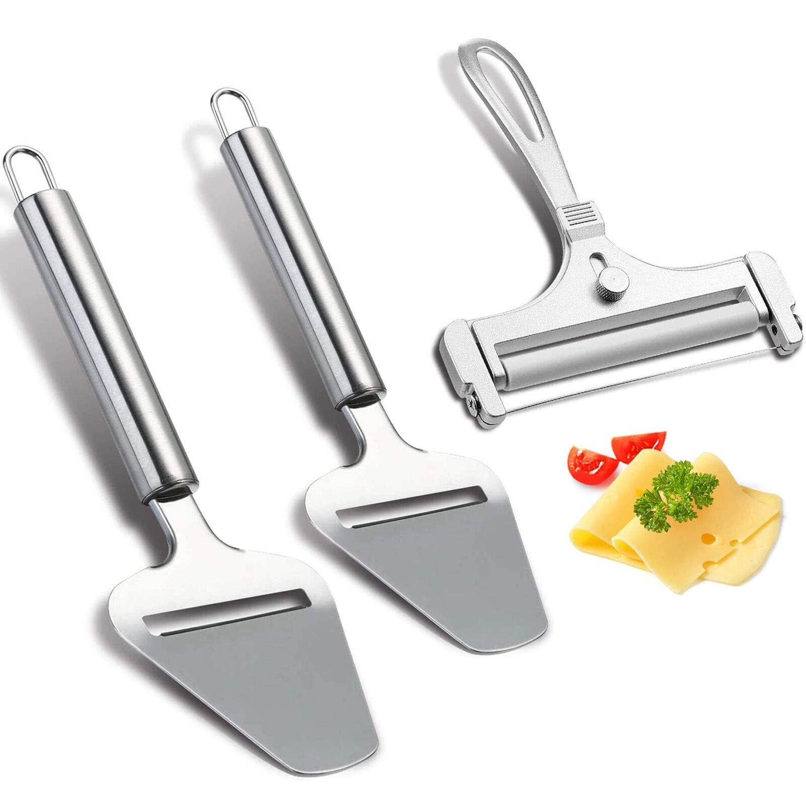 Premium Stainless Steel Cheese Knife with Wood Handle - Cheese Slicer & Cutter for Charcuterie Boards, Wine Pairings & Gourmet Cheese Platters (Option I)
