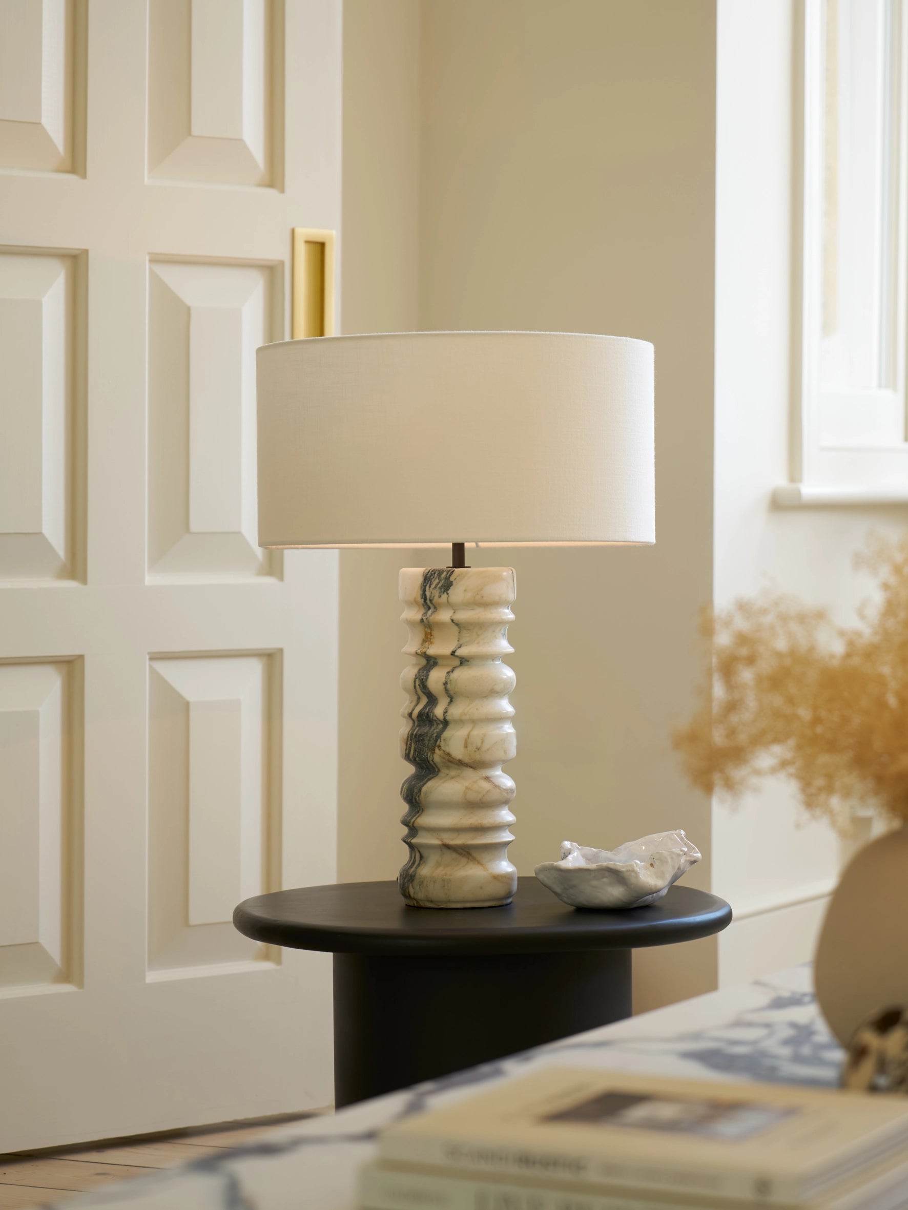Renee Large Viola Calacatta Marble Table Lamp - Elegant Home Decor for Living Room, Bedroom & Office Lighting