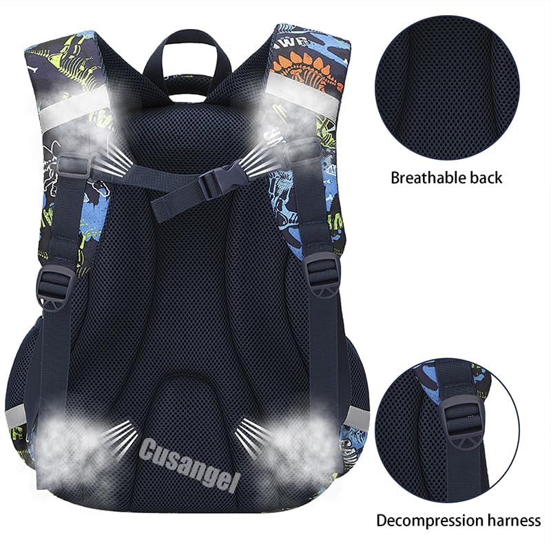 Dinosaur Backpack Set for Boys - 3Pcs with Lunch Box & Pencil Case | School & Travel