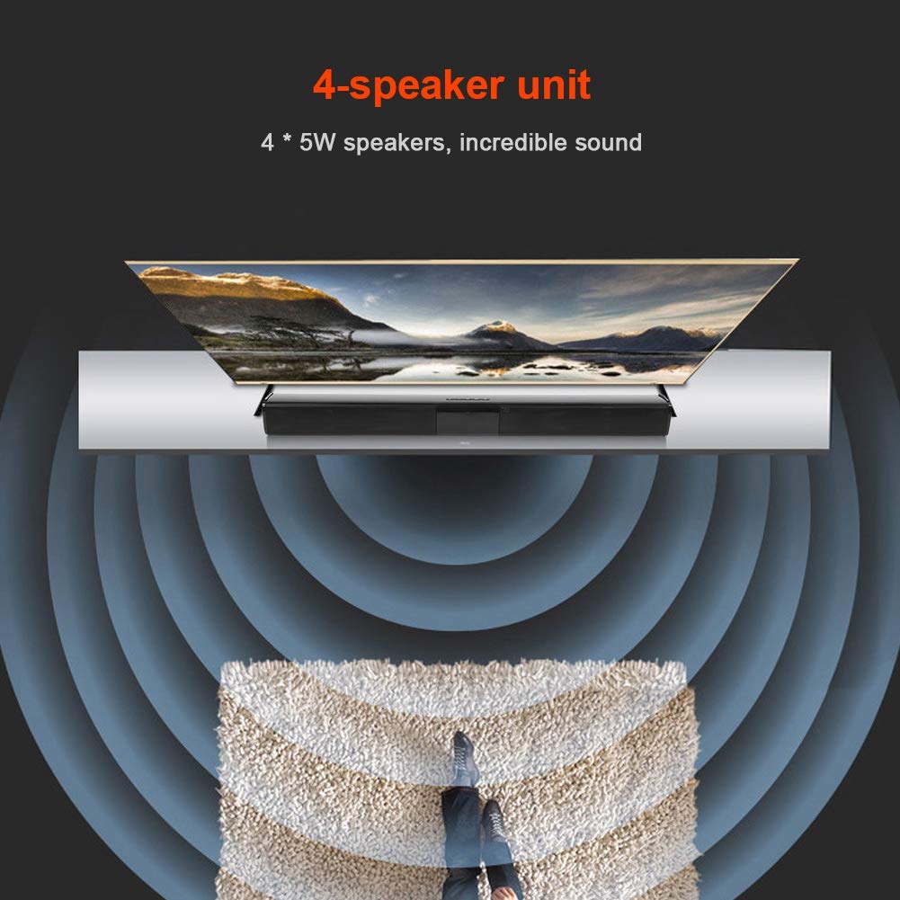 ASHATA Bluetooth Sound Bar for TV - Wireless Surround Sound Speaker System with High Power Audio for Home Theater, Movies & Music Streaming