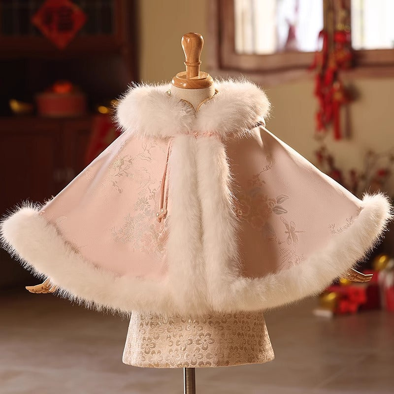 Warm Winter Shawl for Girls - Thickened Kids' Windbreaker Jacket for Cold Weather - Perfect for New Year, Christmas, and Outdoor Activities