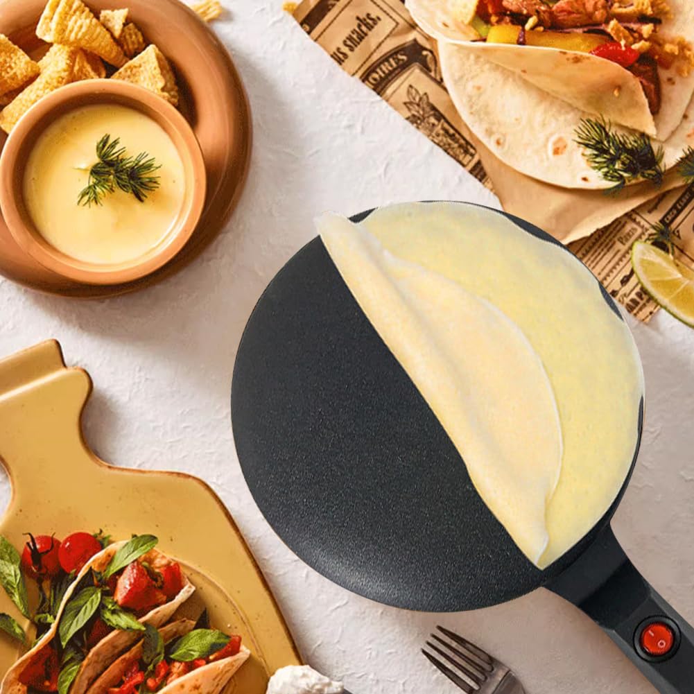 DANNEEFORSU7 Electric Crepe Maker with Non-Stick Coating - Sweet & Savory Crepe Pan for Homemade Crepes, Galettes - Perfect for Kids' Birthdays, Parties & Family Breakfasts