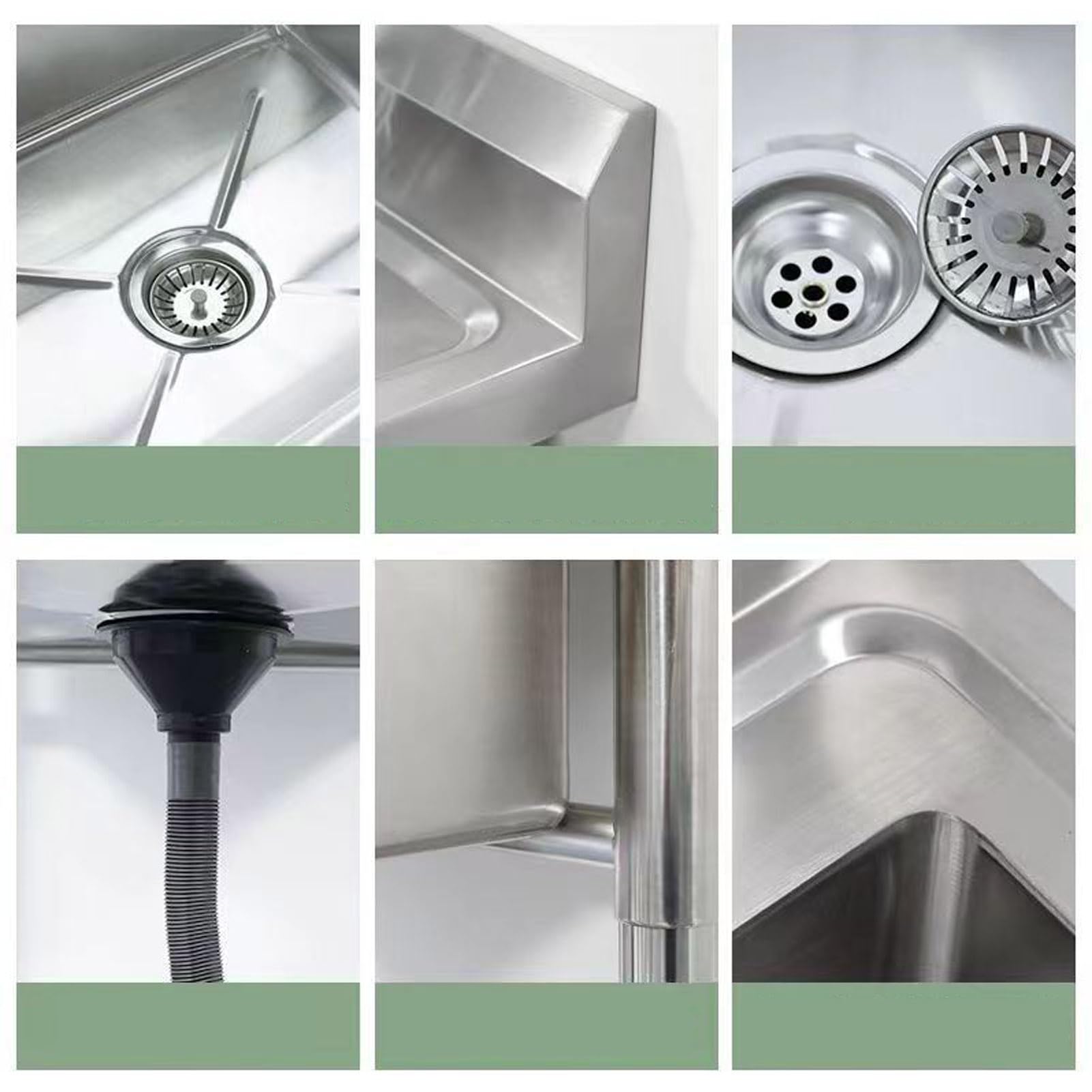 304 Stainless Steel Kitchen Utility Sink with Faucet - 1 Compartment Portable Sink for Restaurant, RV, Camping - Indoor & Outdoor Use (47.2