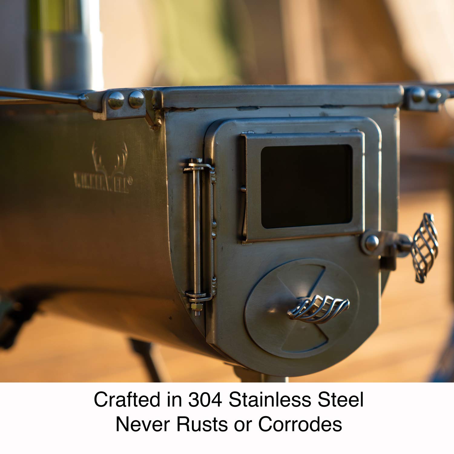 Winnerwell Woodlander Medium Tent Stove - Portable Wood Burning Stove for Camping, Hiking & Survival | 800 cu in Firebox | Stainless Steel Construction w/ Chimney Pipe | Perfect for Tents, Cabins & Outdoor Adventures