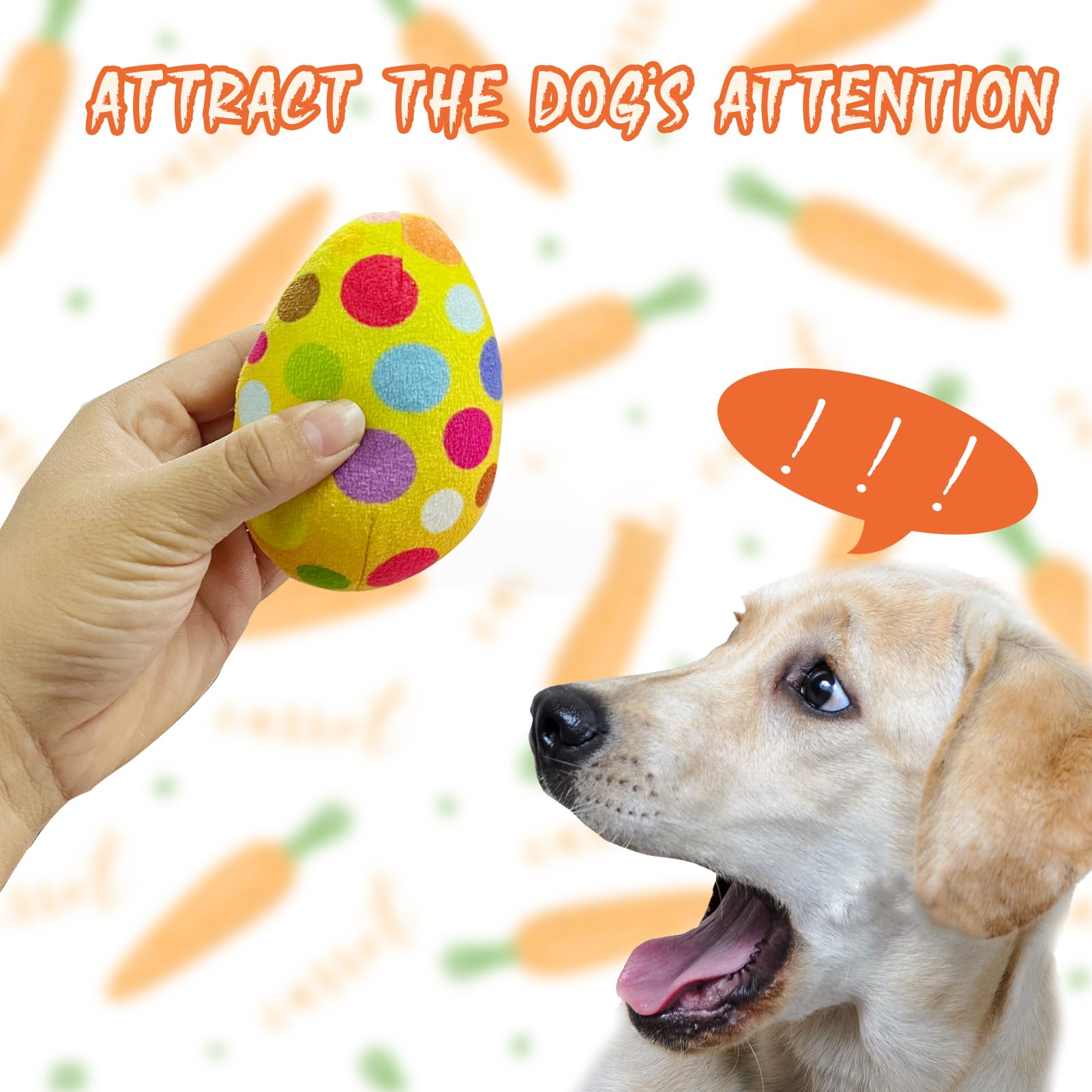4 Pcs Easter Dog Squeaky Toys - Plush Bunny Rabbit Stuffed Animal with Crinkle & Rope Carrot - Interactive Easter Gift for Small Medium Dogs - Perfect for Easter Egg Hunts & Puppy Playtime