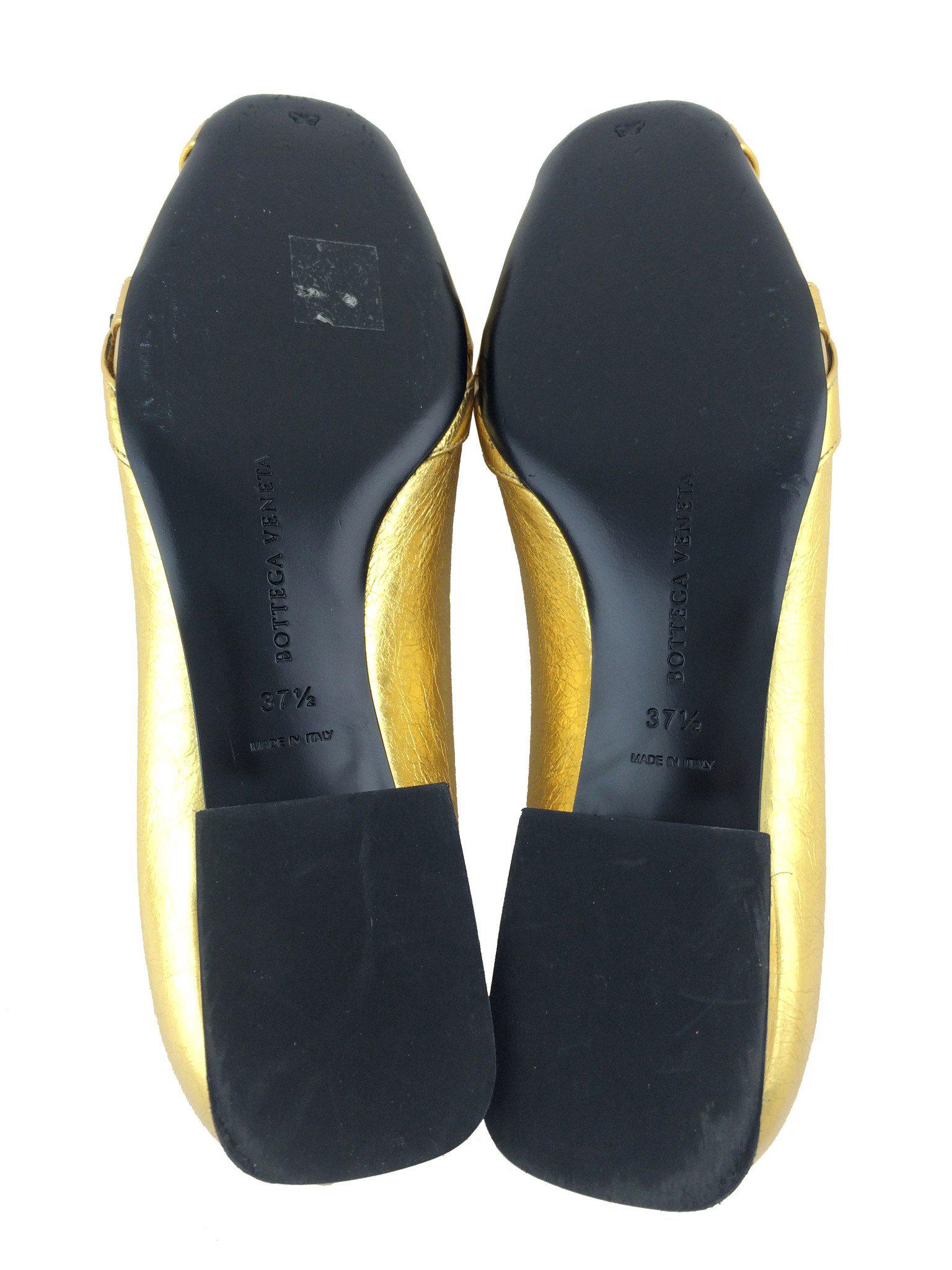 Bottega Veneta Embellished Metallic Leather Ballerina Flats - Women's Size 7.5 (US) - Luxury Comfort for Office, Parties & Special Occasions