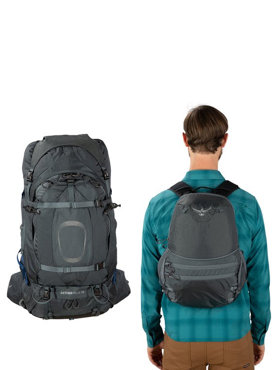 Osprey Aether Plus 70 Backpack - Lightweight Hiking Pack for Men & Women, 70L Large Capacity, Durable Travel Backpacking Gear for Outdoor Adventures, Camping & Trekking