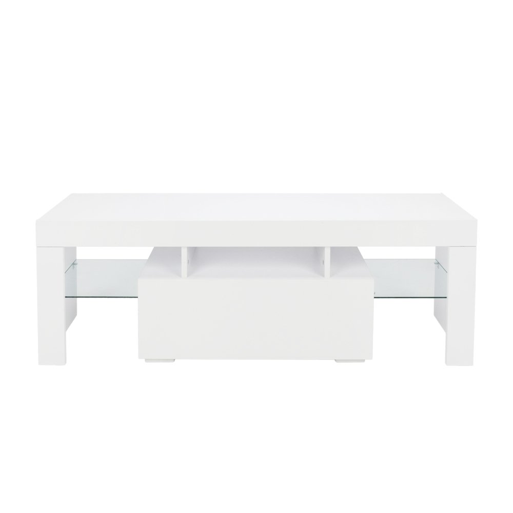 Modern LED TV Stand Entertainment Center with Drawers - High Gloss White Media Console Cabinet for Living Room, Fits Up to 63-inch TVs | Perfect for Home Theater Setup & Living Room Storage Solutions