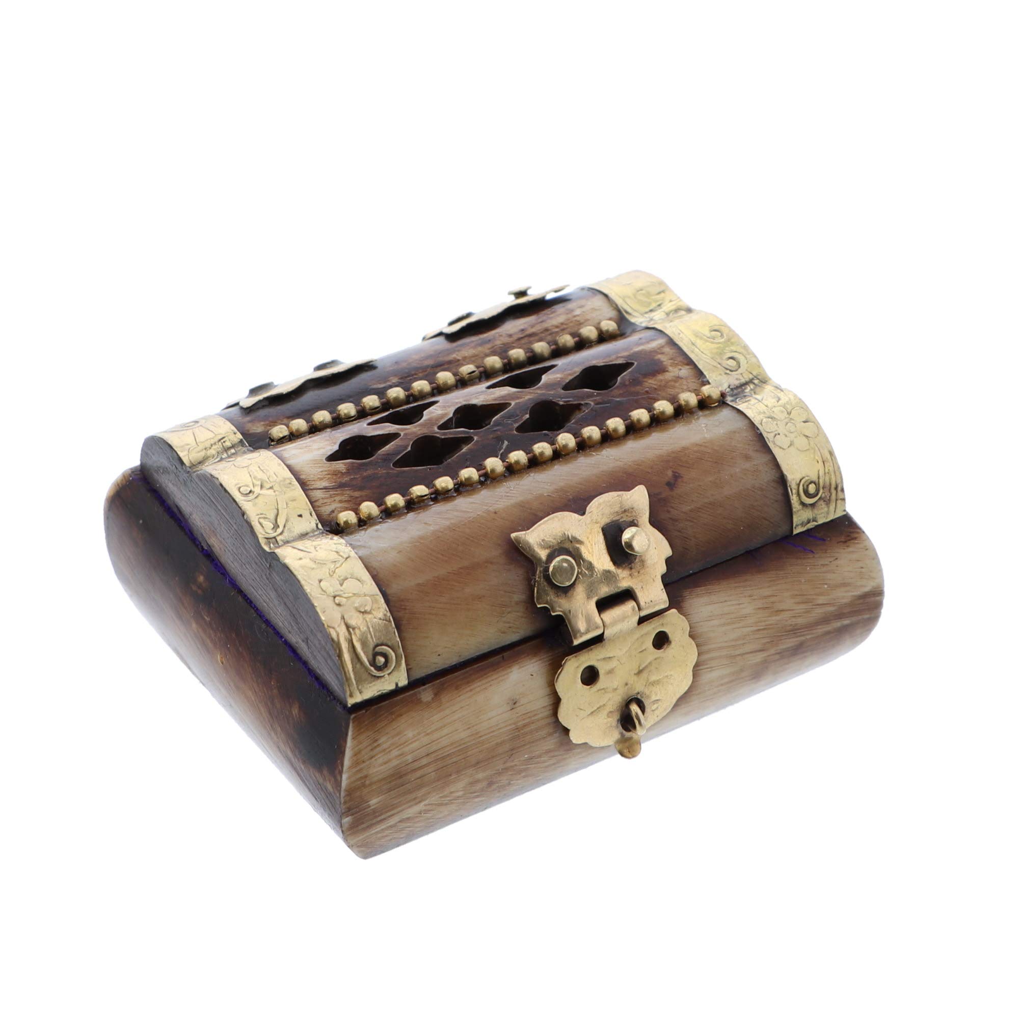 Li'Shay Gold Bone Decorative Keepsake Box - Mini Jewelry Storage Organizer for Rings, Earrings & Small Treasures - Perfect for Vanity, Dresser or Gift Giving