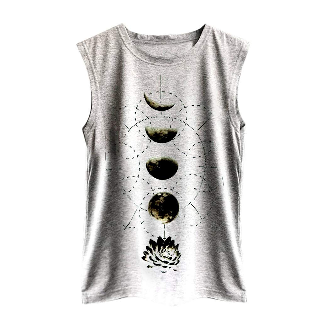 Vedolay Women's Fashion Printed Sleeveless Crop Tank Top - Soft Loose Workout Blouse for Yoga, Gym & Summer Casual Wear