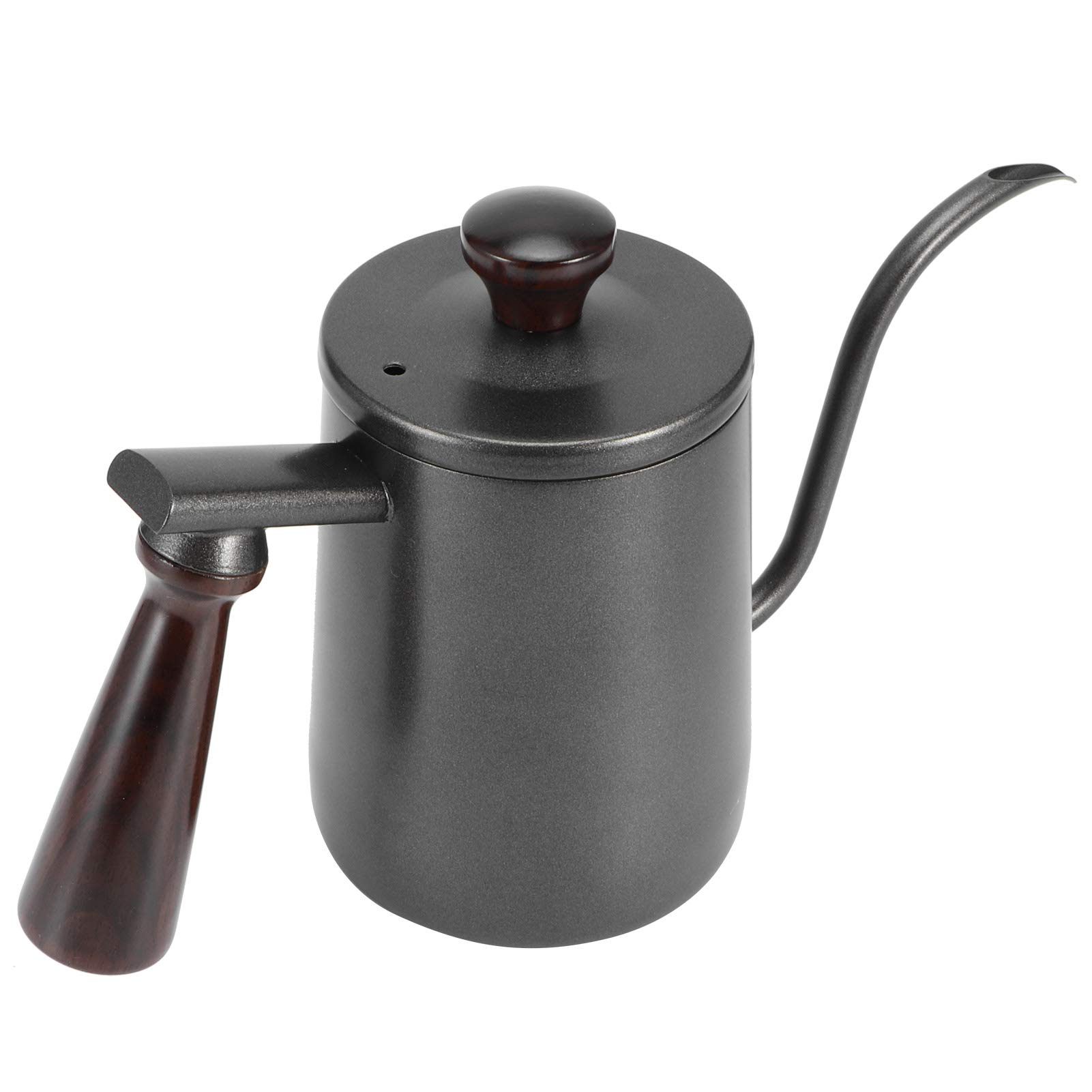 Premium Gooseneck Coffee Kettle with Wooden Handle & Lid - Precision Pour-Over Coffee Maker, Compact Design Saves Space - Perfect for Home Baristas, Specialty Coffee Brewing & Small Kitchens