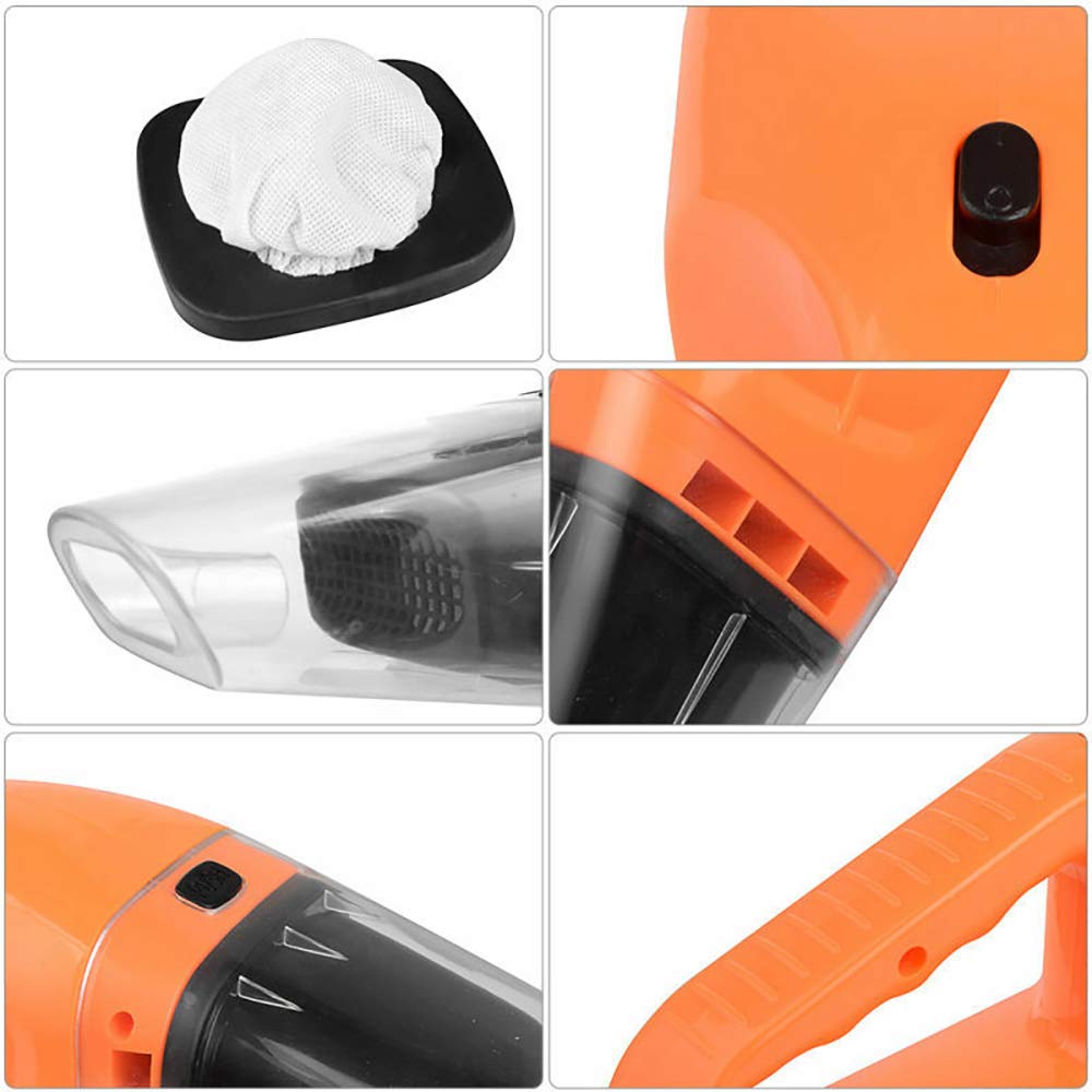 MASO 120W Handheld Vacuum Cleaner - Portable Wet/Dry Dust Cleaner for Car, Home & Vehicle (Orange) | Compact Car Vacuum for Pet Hair, Crumbs & Spills