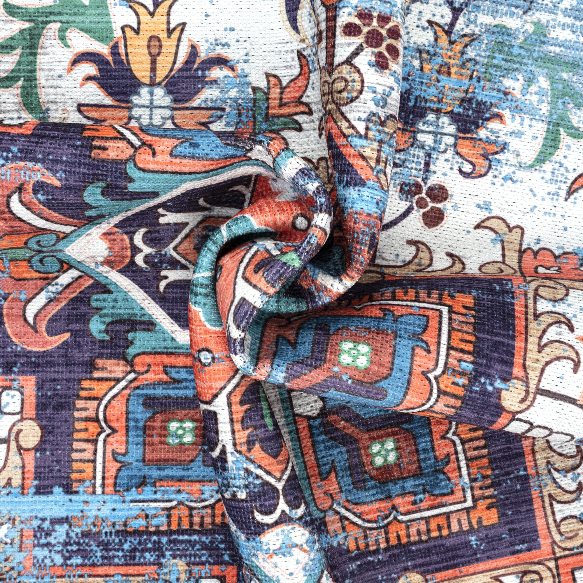 GLN Traditional Collection - Machine Washable Non-Slip Low Pile Chenille Area Rug for Living Room, Bedroom & Kitchen (6'6