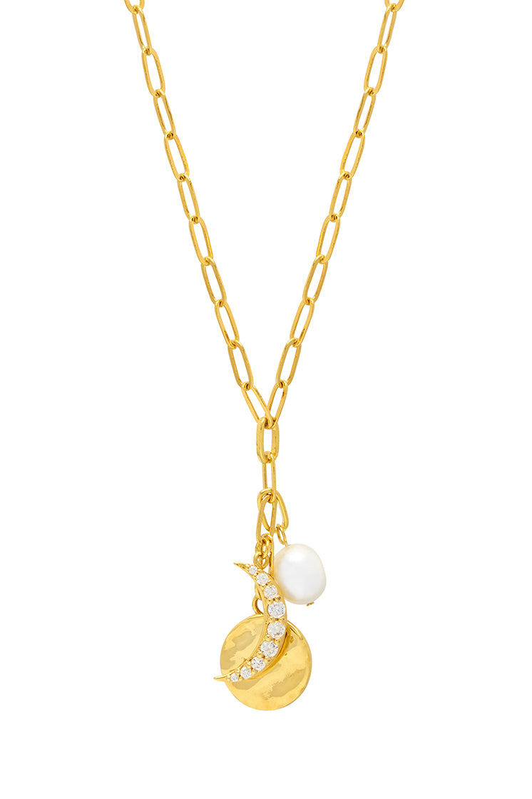 Moon Pearl Coin Drop Necklace for Women - Elegant Dainty Layering Jewelry Gift for Birthday, Anniversary & Valentine's Day - Perfect for Date Night & Special Occasions