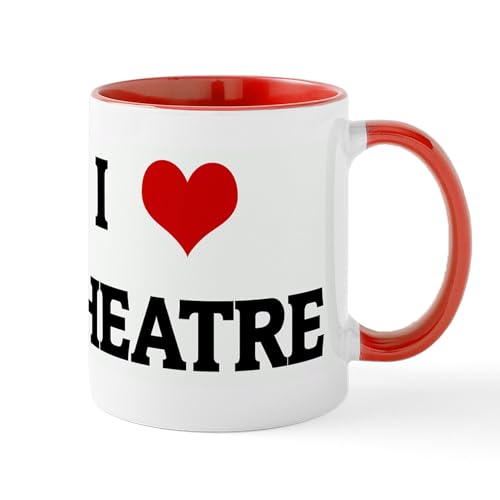 White/Red Inside - I Love THEATRE Mug