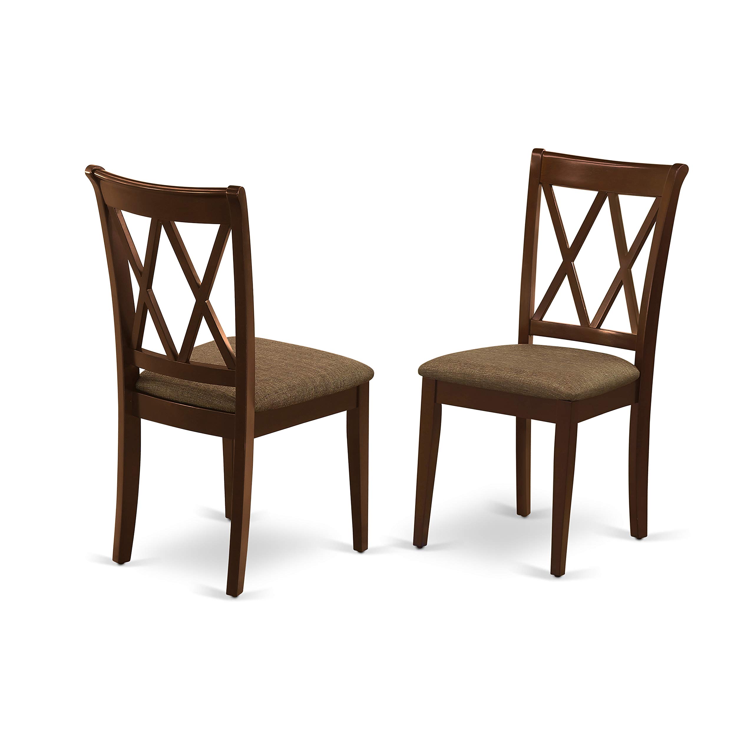 East West Furniture ESCL3-MAH-C 3 Piece Round Dining Table Set with Pedestal Base & 2 Upholstered Chairs, 30x30 Inch, Mahogany - Perfect for Small Kitchen, Breakfast Nook, or Apartment Dining Space