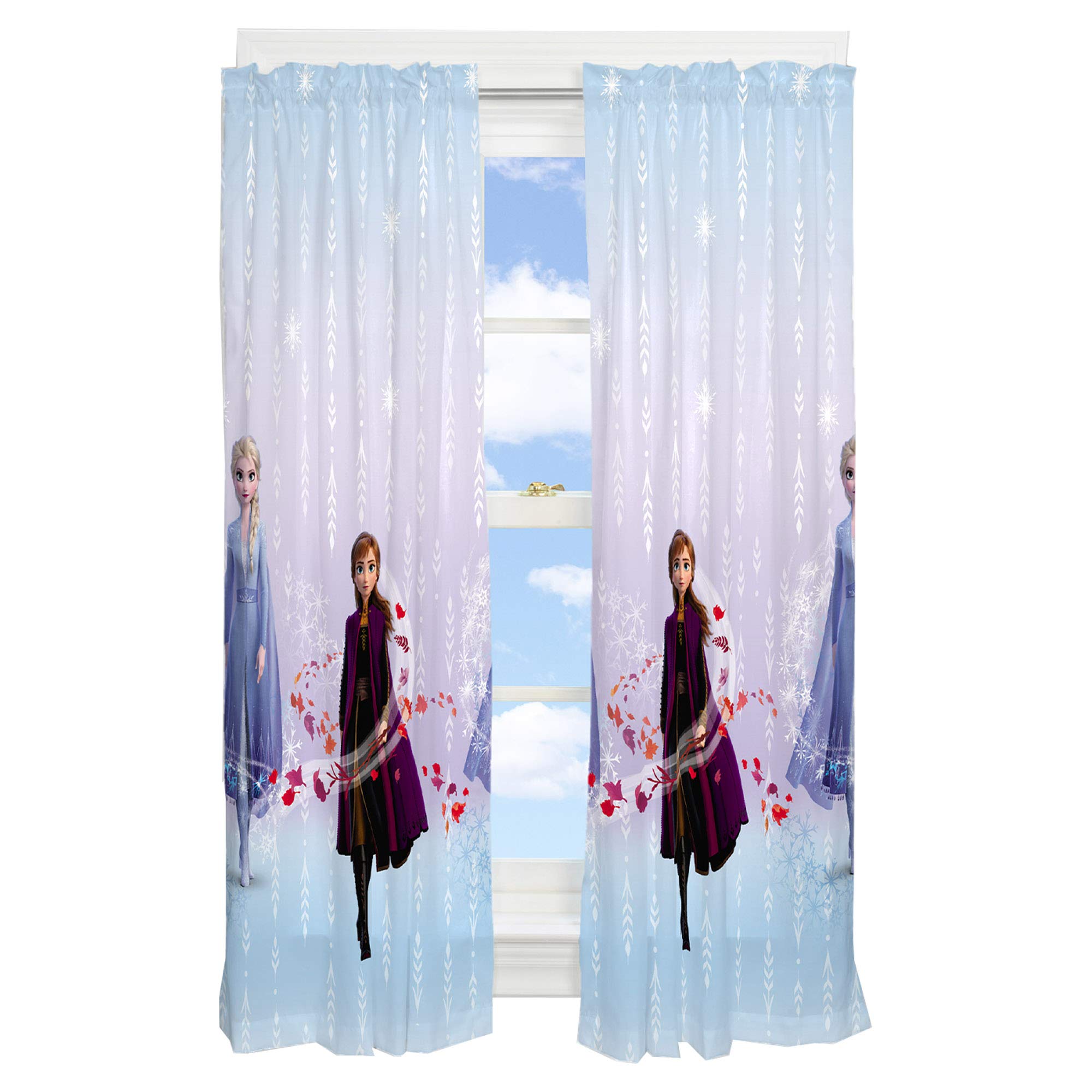Disney Frozen 2 Kids Window Curtain Panels Set - 82 x 63 Inches Blackout Drapes for Girls' Bedroom & Nursery Decor | Perfect for Themed Rooms, Movie Nights, and Birthday Party Decorations