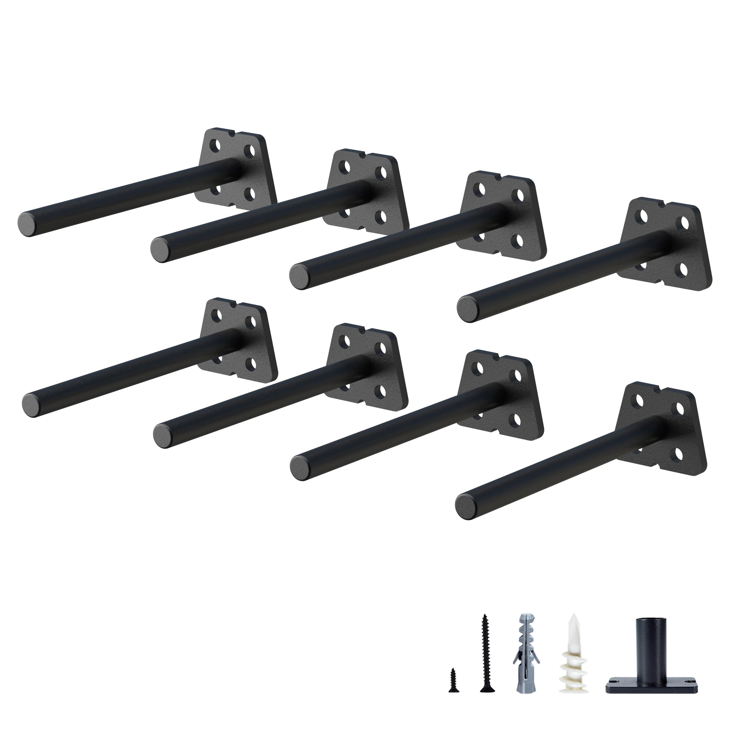 8-Pack 6 Inch Heavy Duty Hidden Floating Shelf Brackets - Invisible Wall Supports for Kitchen, Fireplace Mantel & Wood Shelves | Black Powder Coated Solid Steel | Perfect for Home Decor & Space Saving Storage