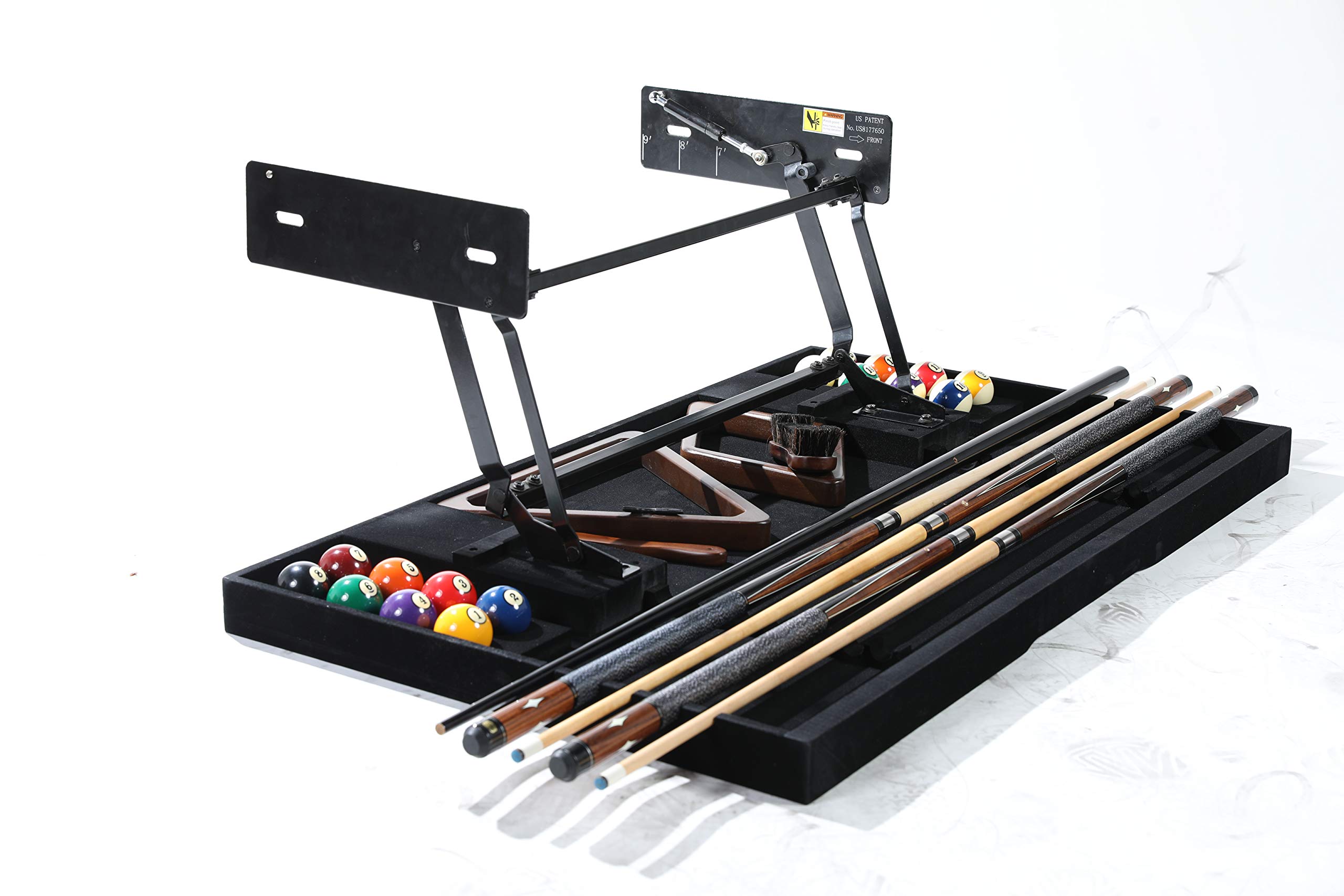 Hidden Cue Rack for Pool Tables - Fits 7', 8', 9' Billiard Tables | Under Table Storage Solution for Home Game Rooms & Bars