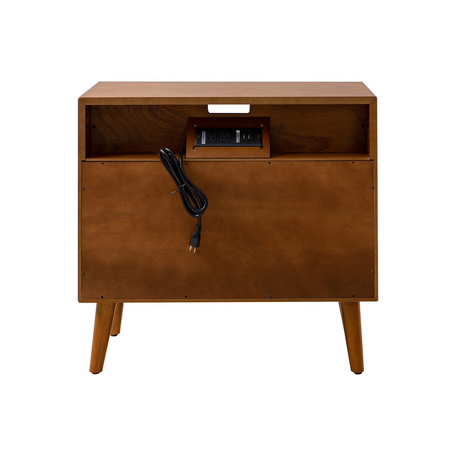 Mid Century Modern Nightstand with 2 Drawers & Built-in USB Outlets - Stylish Bedside Table for Bedroom, Living Room, or Office