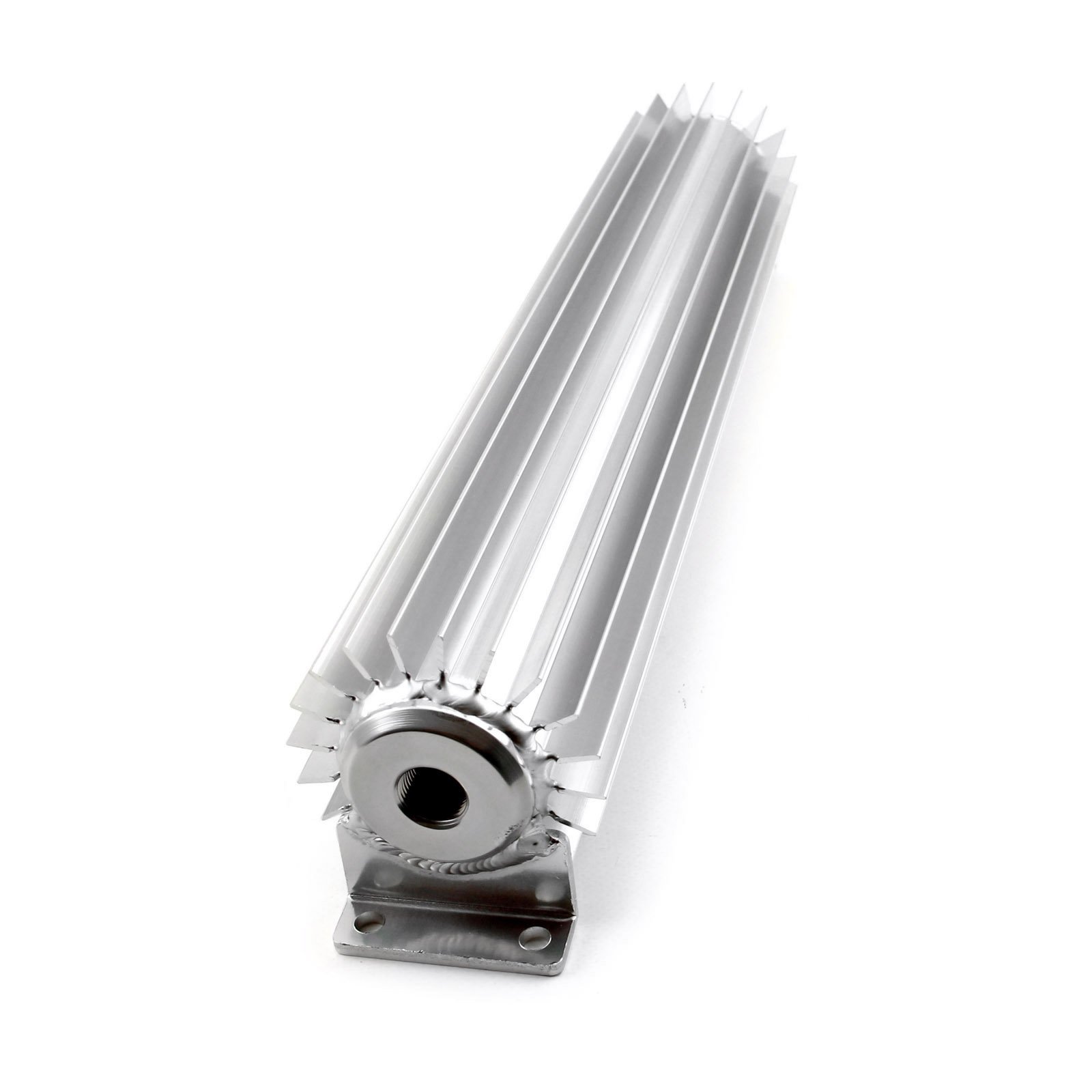 Speedmaster PCE186.1001 12-Inch Silver Anodized Single Pass Transmission Oil Cooler with Fittings - High Performance Cooling for Cars, Trucks & Racing Vehicles
