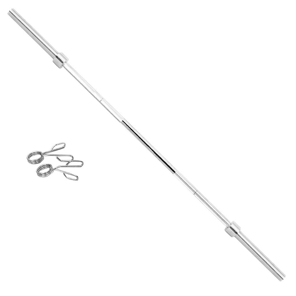 BRADEM Olympic Weight Bar 5.9 ft - 198 lbs Capacity, Heavy Duty Strength Training Barbell for Men, Home Gym Equipment, Silver - Perfect for Powerlifting, CrossFit & Home Workouts