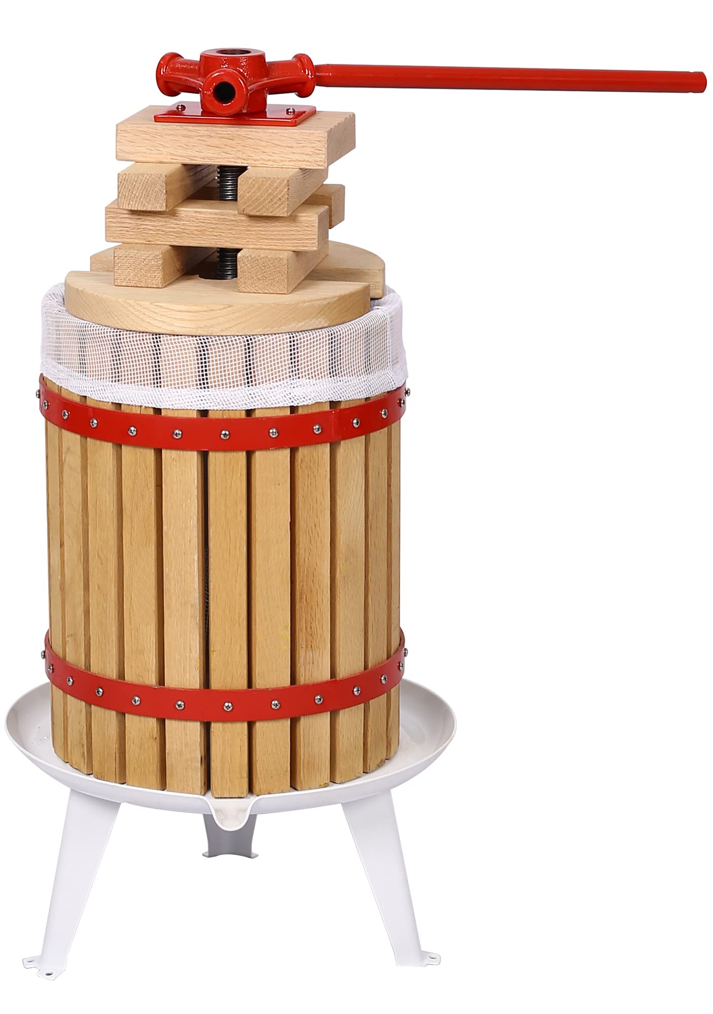 4.8 Gallon (18L) Solid Wood Fruit Wine Cider Press with Handle - Vintage Traditional Apple Grape Juicer for Homemade Juice Making - Perfect for Home Brewing, Farm Harvesting, and DIY Fruit Processing