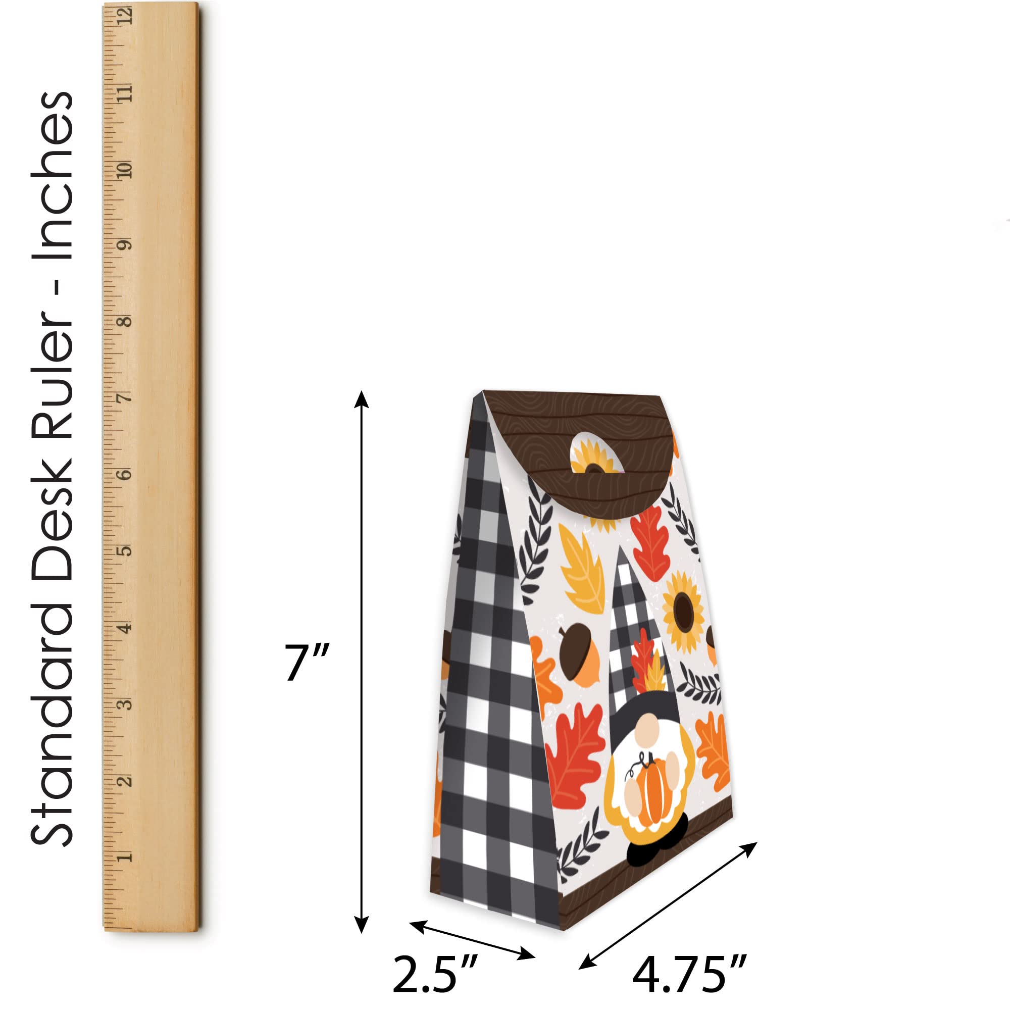 Big Dot of Happiness Fall Gnomes - Autumn Harvest Gift Favor Bags (Set of 12) - Perfect for Halloween Party Favors, Thanksgiving Decorations & Seasonal Home Decor