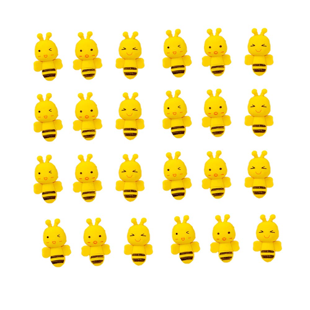 24-Piece Mini Bee Erasers Bulk - Cute Cartoon Animal Pencil Erasers for Kids, Students, School & Office Supplies - Perfect for Classroom Rewards, Party Favors & Desk Organization