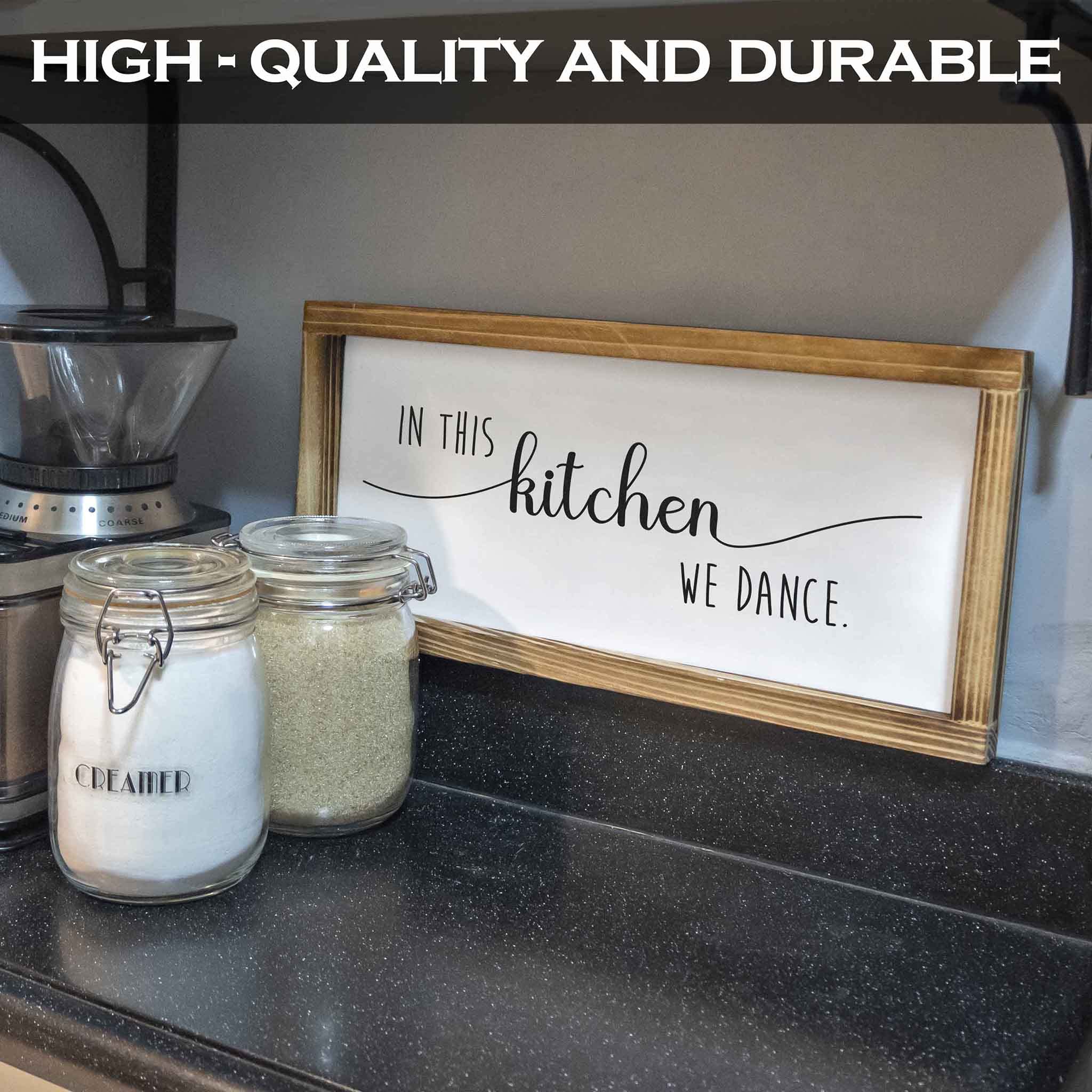 8x17 Inch 'In This Kitchen We Dance' Wall Sign - Farmhouse Kitchen Decor, Rustic Dance Sign for Home, Perfect for Kitchens, Dining Rooms & Dance Studios - Adds Fun & Whimsy to Any Space