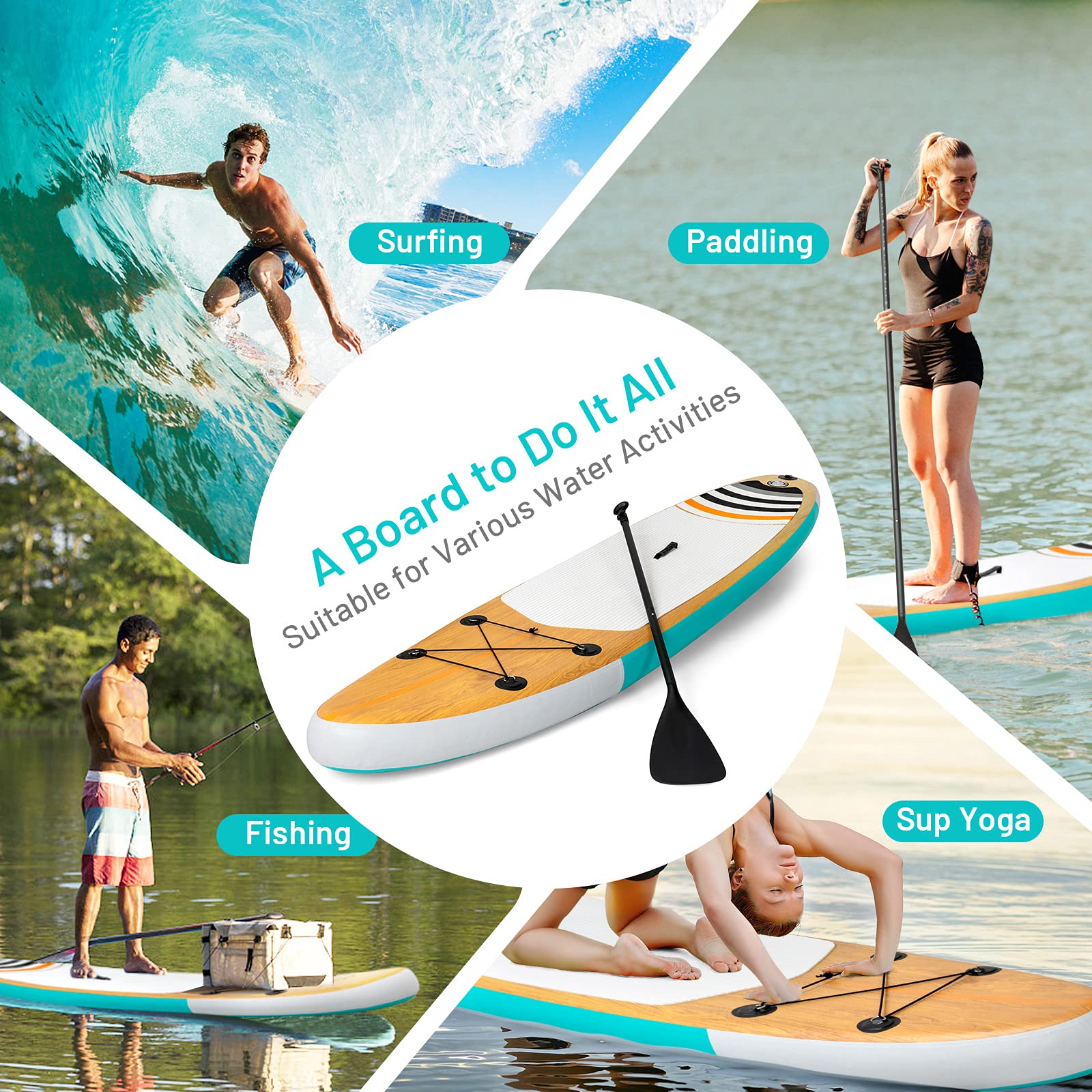 GYMAX Inflatable Stand Up Paddle Board (6