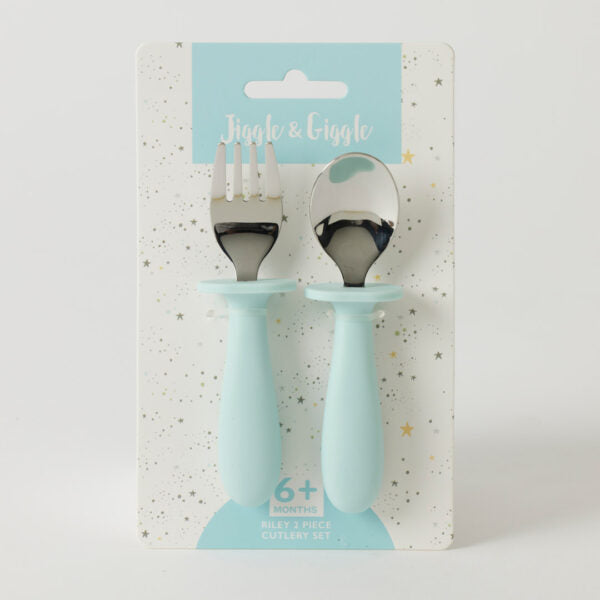 Pastel Blue Silicone Cutlery Set - BPA-Free, Non-Slip Grip, Dishwasher Safe - Perfect for Travel, Picnics, and Baby Feeding
