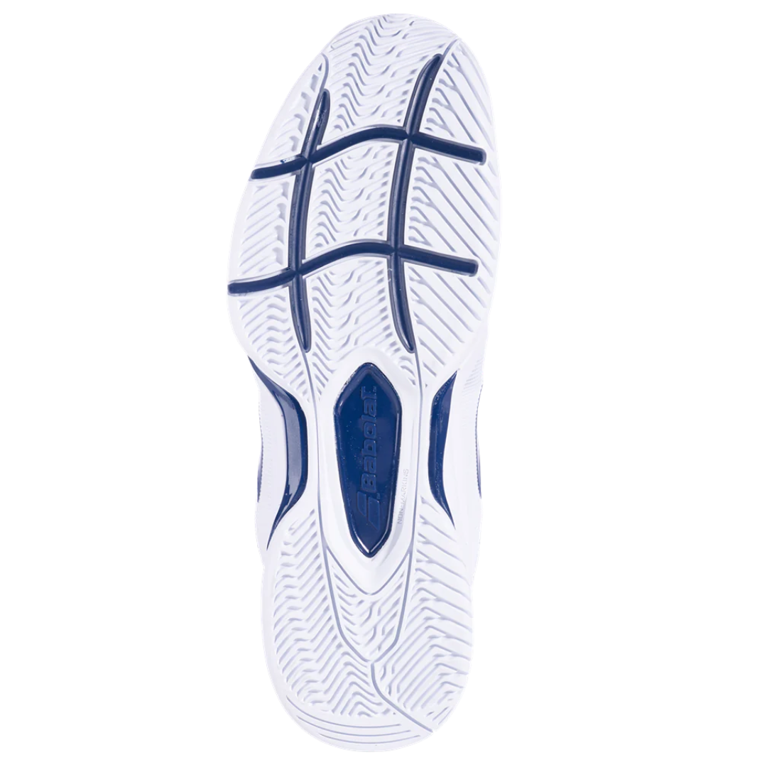 Babolat SFX3 All Court Men's Tennis Shoes - White/Navy - Lightweight & Durable for Hard Court & Clay Court Play