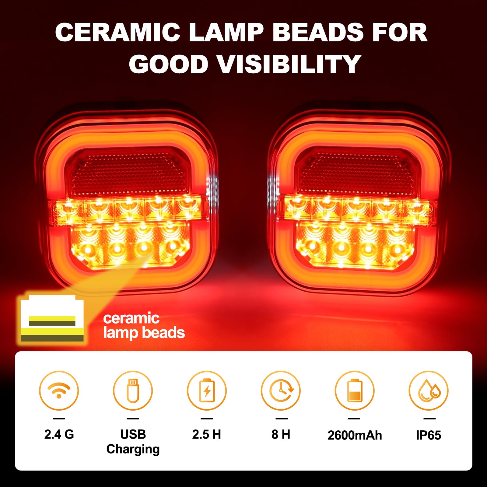 2024 Upgraded Rechargeable Wireless LED Trailer Lights - Magnetic Waterproof Tow Truck Tail Light Kit with Anti-Lost Rope for RV, Boat, Camper, Jet Ski & Caravan - Perfect for Safe Night Towing & Outdoor Adventures